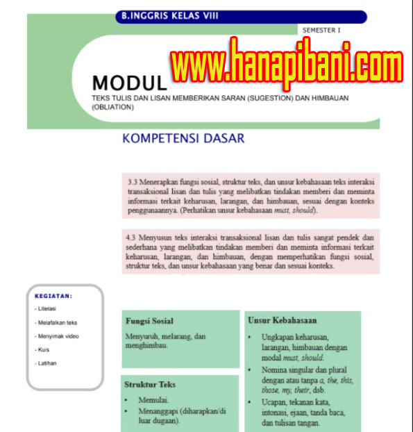 Modul Bahasa Inggris Smp Kelas 8 Semester 1 Kita