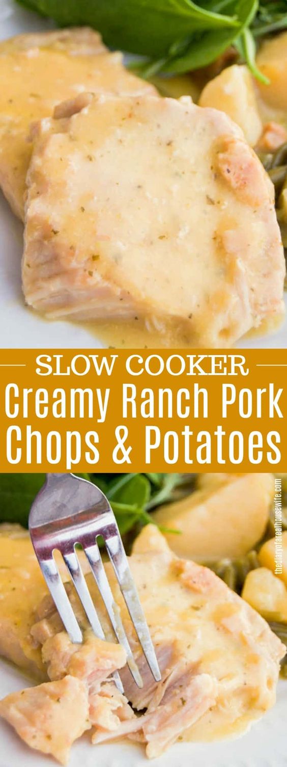Slow Cooker Creamy Ranch Pork Chops and Potatoes LITTLEEDIY