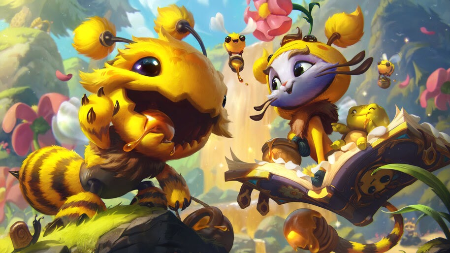#3.3239, Bee, Kog'Maw, Yuumi, Bee'Maw, Yuubee, LoL, Splash Art, 8K