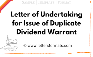 Letter of Undertaking for Issue of Duplicate Dividend Warrant