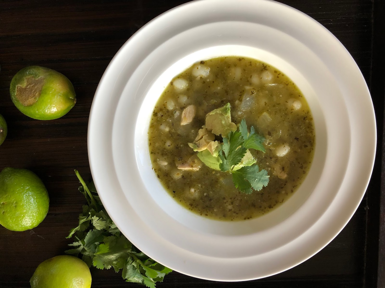 Home on my Range Chile Verde Soup with Chicken and Hominy