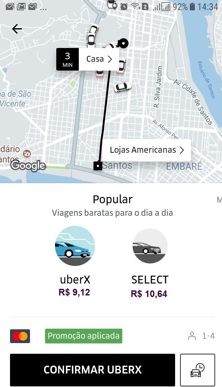 Uber em Santos e no Brasil, Instalação, Configuração, Promoção e Viajar
