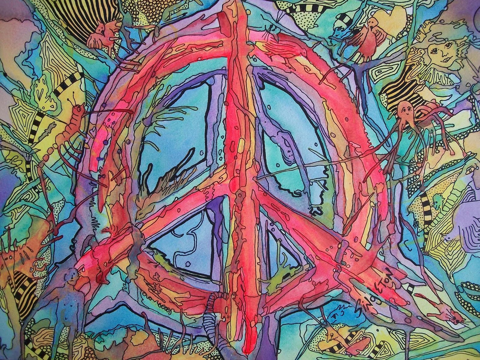 Double Mirror HIPPIES ART