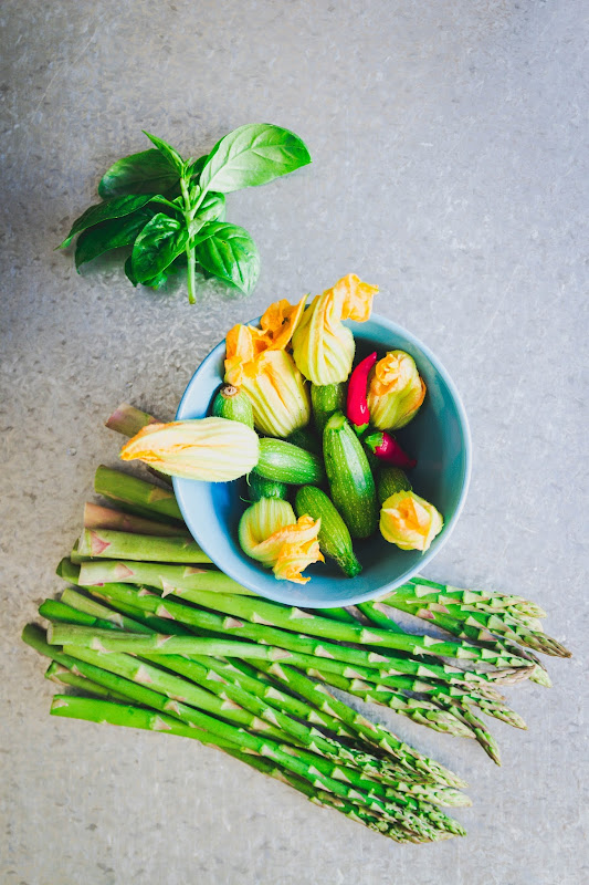 Milk and Honey Zucchini, Asparagus and Goat Cheese Galette