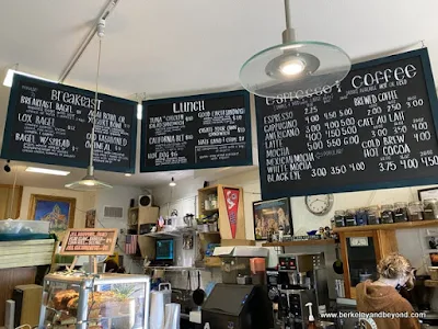 interior and menu at Honey Girl Cafe in Cayucos, California