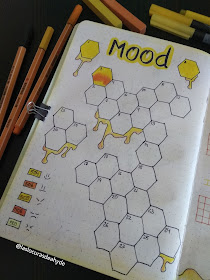 Bullet Journal mood tracker Abril 2020 tematica abejorro en colores amarillos