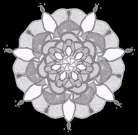 mandala in nuante de gri, sub forma aproximativa de floare