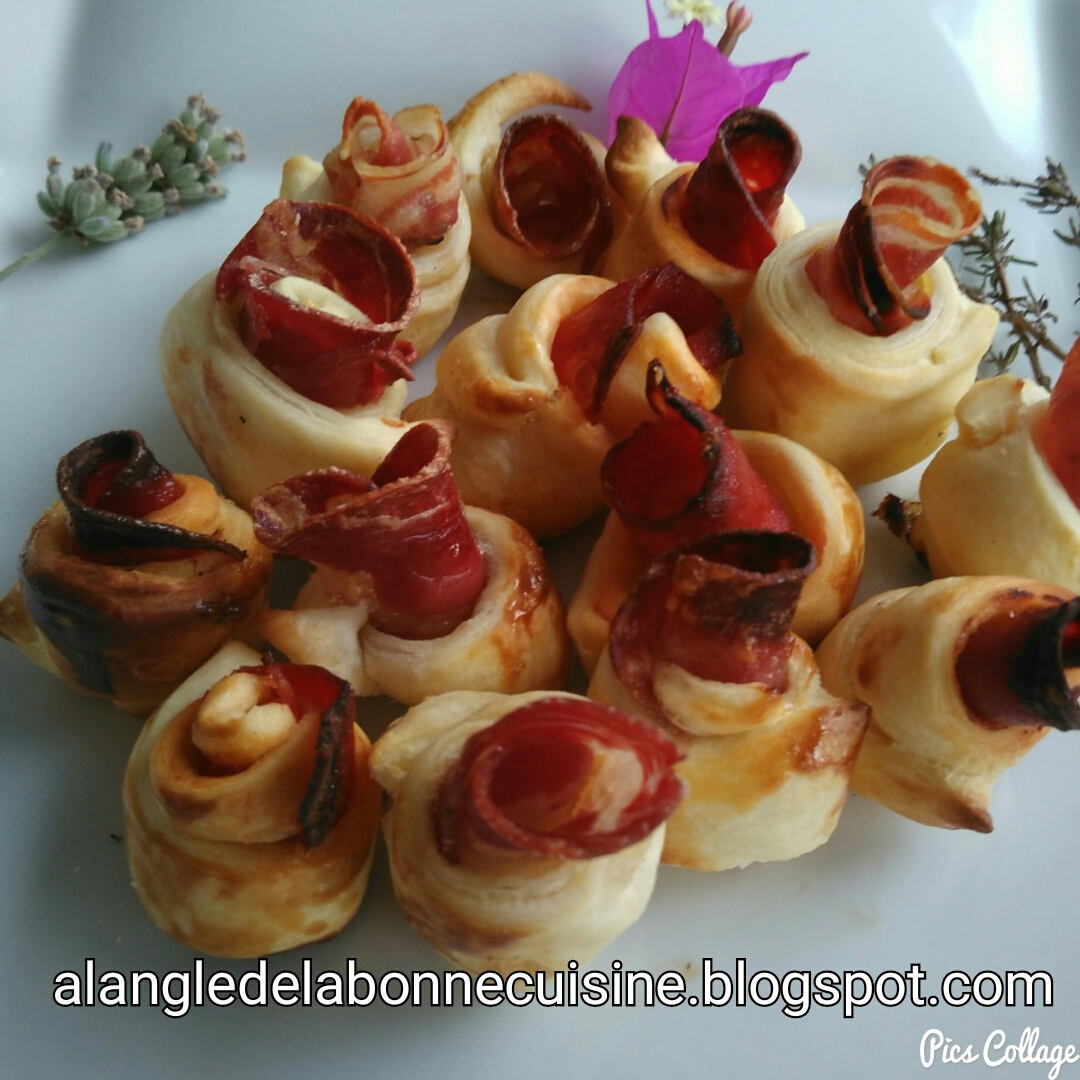 Côté apéritif rose feuilletée rosette, pancetta,jambon cru et chorizo