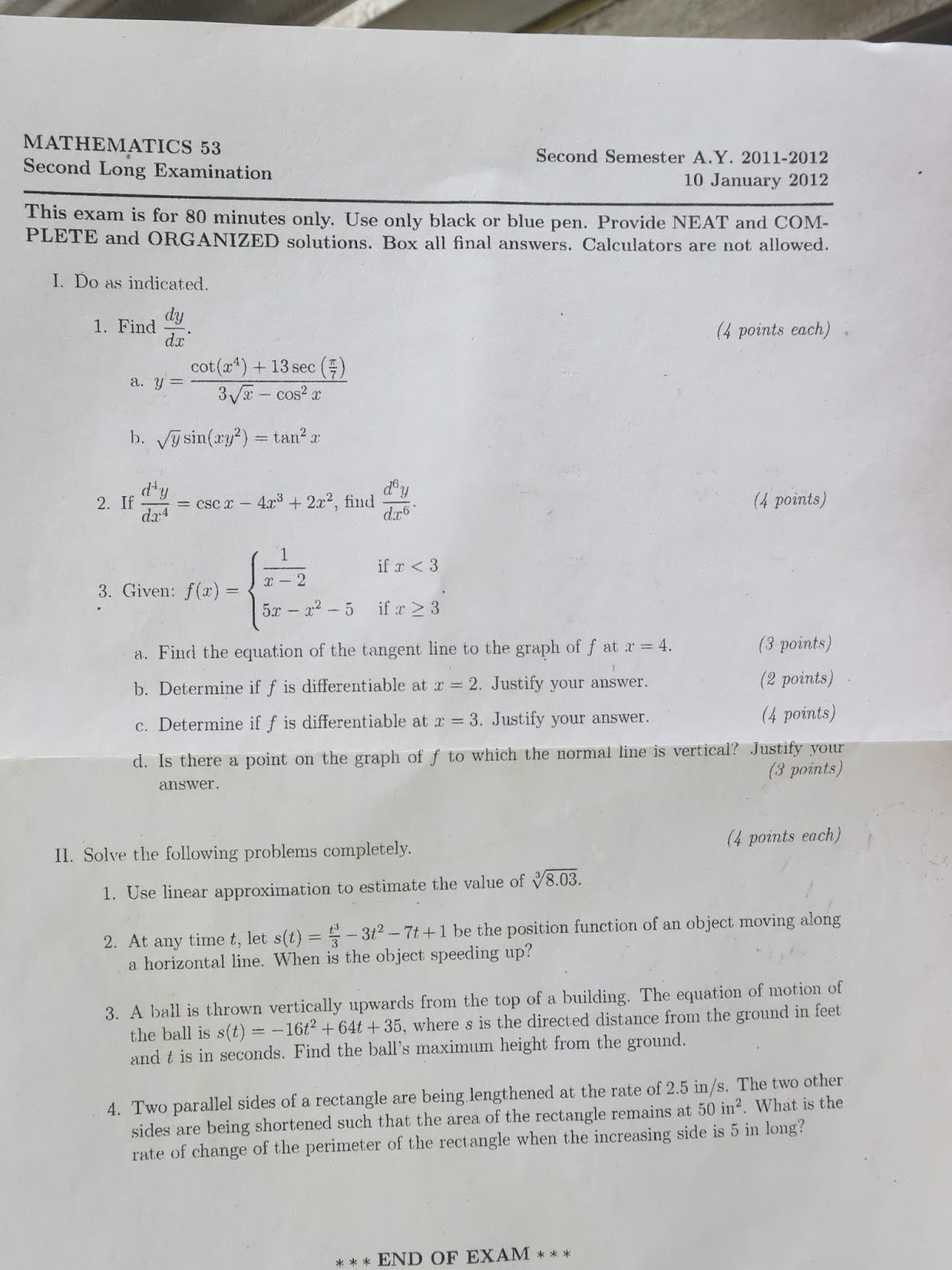UPD Samplexes, Readings, and Materials UPD Math 53 (Now Math 21