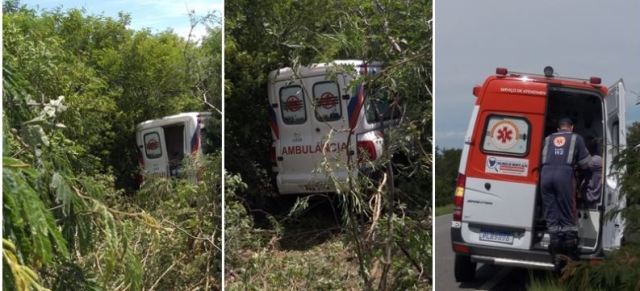 Motorista de ambulância passa mal ao volante e veículo desce a ribanceira na BR-030 em Palmas de Monte Alto Motorista de ambulância passa mal ao volante e veículo desce a ribanceira na BR-030 em Palmas de Monte Alto