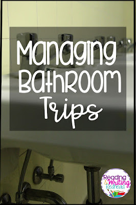 Idea for managing bathroom trips with students sink image with Managing Bathroom Trips title on it
