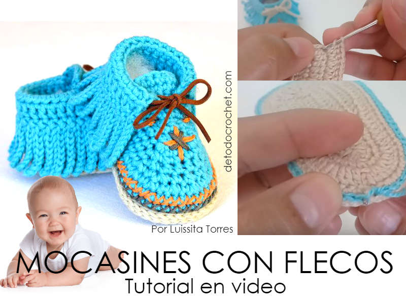 Cómo tejer Mocasines Flecos para Bebés 0 a 3 | Tutorial Crochet