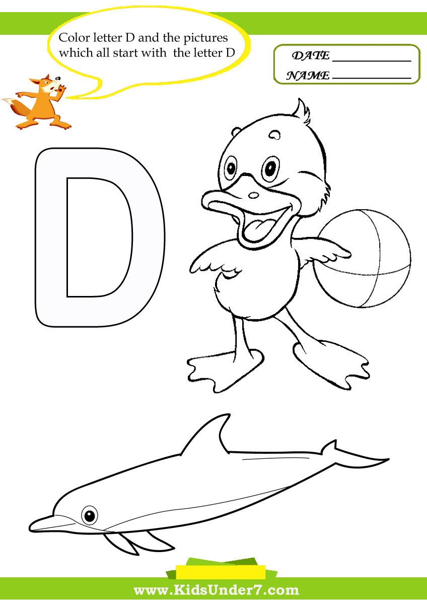 Kids Under 7: Letter D Worksheets and Coloring Pages