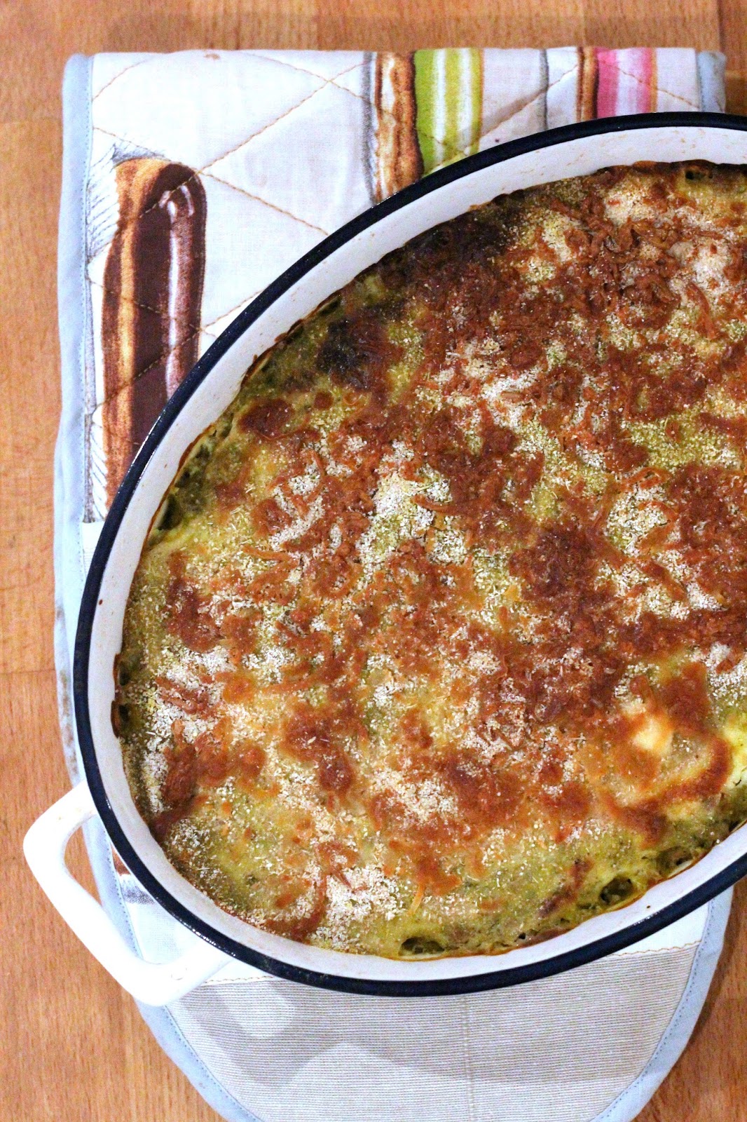 Bacalhau Gratinado com Puré de Brócolos e Cenoura