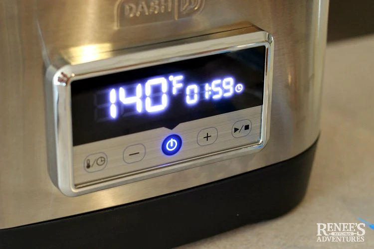 Sous vide machine set at 140 degrees F for 2 hours. 