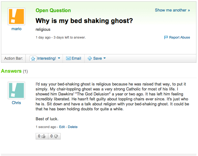 Gnu Atheism Why is my bed shaking ghost?