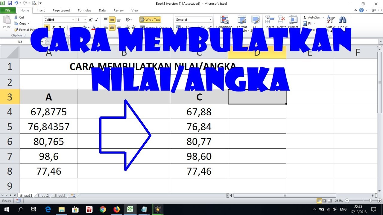 Cara Pembulatan Angka di Excel