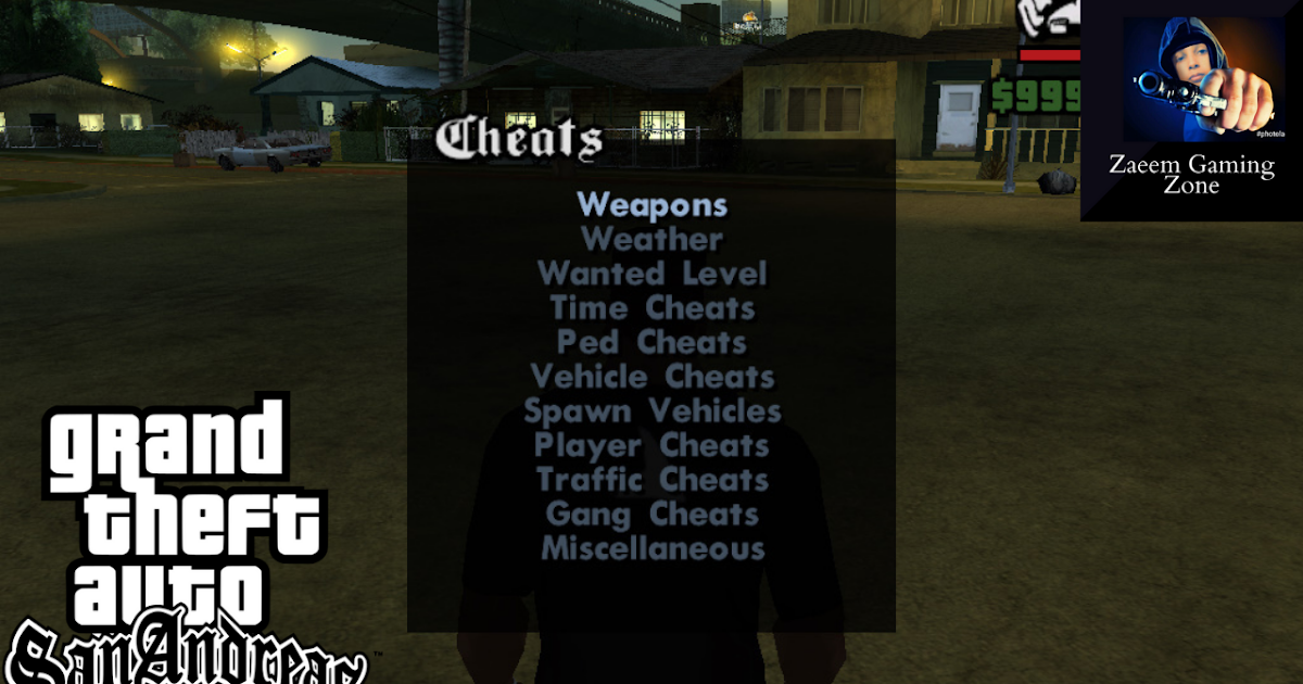 Cheat Menu mod for GTA San Andreas Zaeem Gaming Zone