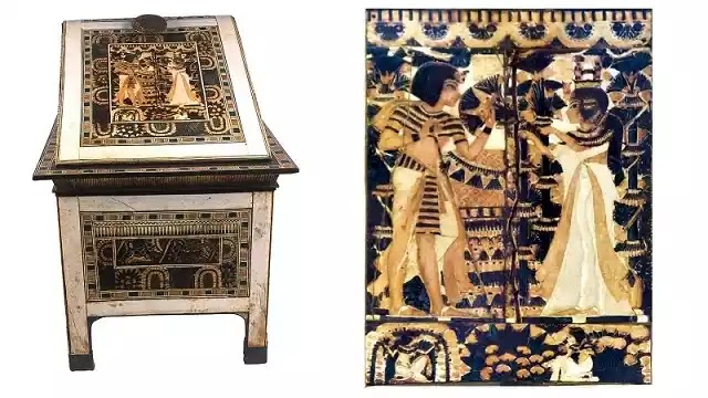 Box with Carved Scenes of King Tutankhamun and His Queen
