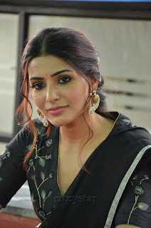 Samantha Akkineni Black Saree Stills at Jaanu Movie Interview