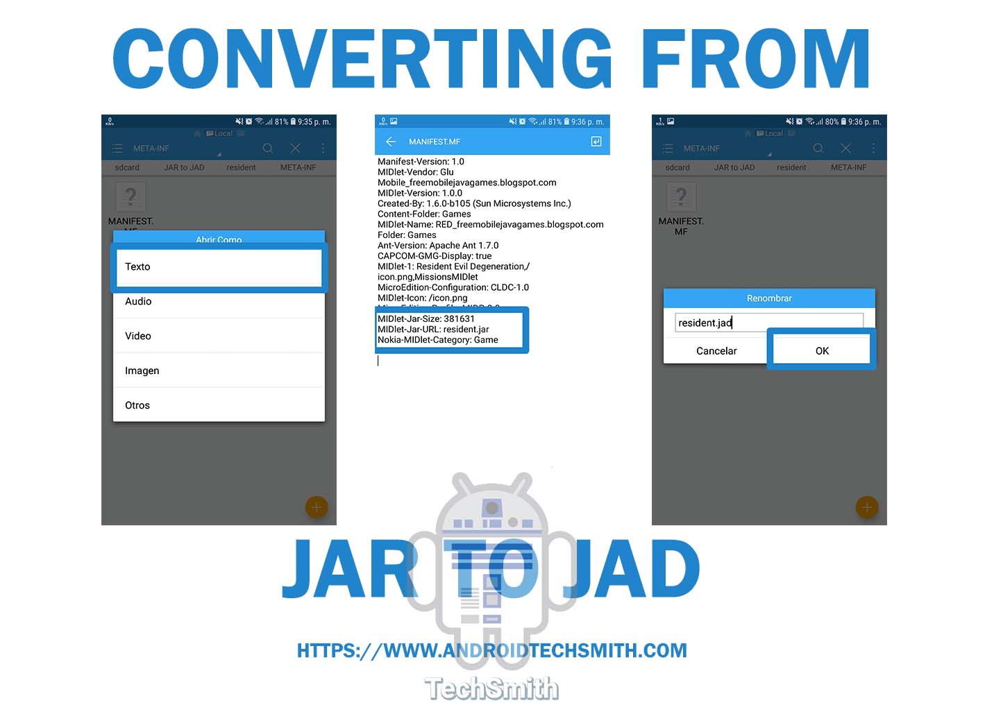 Como convertir un archivo JAR a JAD Tech for Android