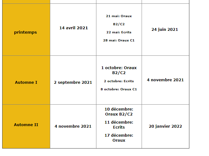 CALENDRIERS DES EXAMENS TCF EN Algérie 2021 Calendrier Algérie