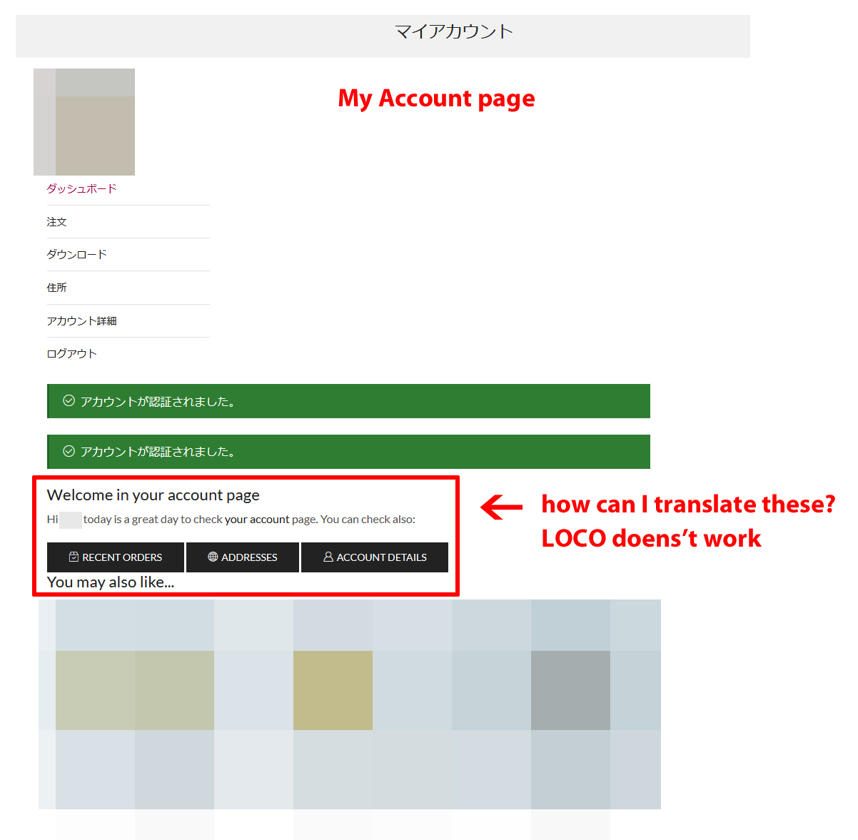 translating My Account page