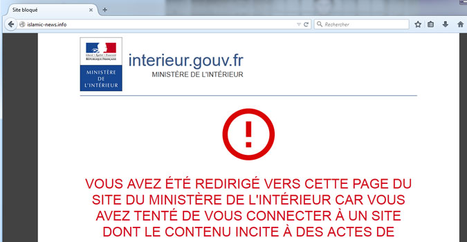 Message Ministere De L Interieur Site Bloqué .: 36 sites internet bloqués en France. Lesquels et pourquoi ? Mystère.