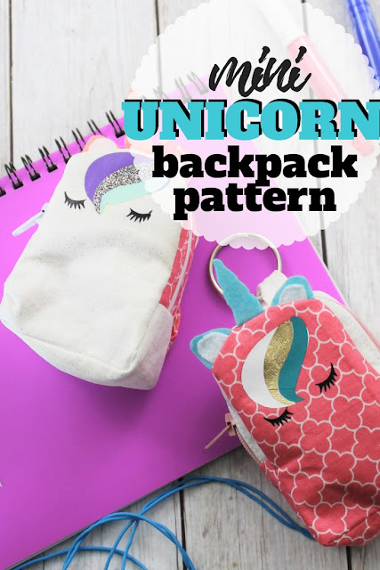 Make your own mini unicorn backpack with this free sewing tutorial and free unicorn face svg.