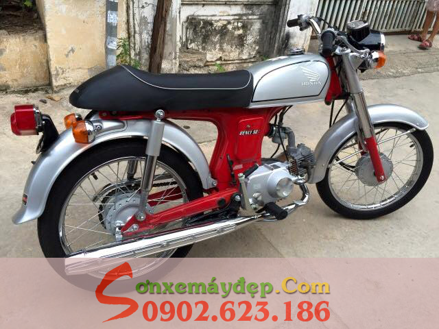 Sơn xe Honda CD50S màu đỏ xám cực đẹp Sơn xe Honda CD50S màu đỏ xám cực đẹp