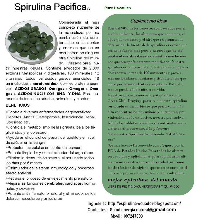 ESPIRULINA PACIFICA EN ECUADOR ESPIRULINA * HABLANDO DE NUTRICION EN