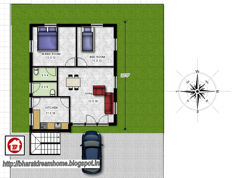 Bharat Dream Home  2 bedroom floor plan  800sq ft  east facing