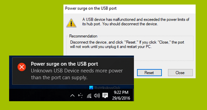 Stroomstoot op de USB-poort