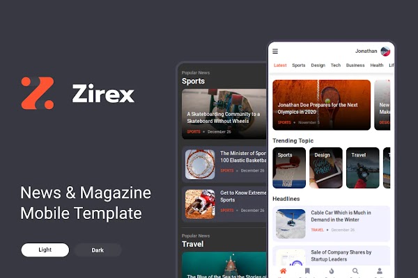 Zirex - News & Magazine Mobile Template