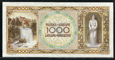 Yugoslavian money 1000 Dinara  banknote Dinarjev Dinari