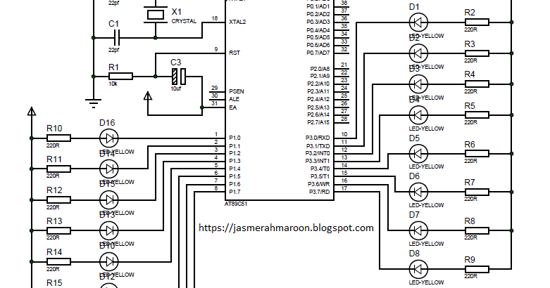 Rangkaian LED berjalan dan berkedip dengan menggunakan IC