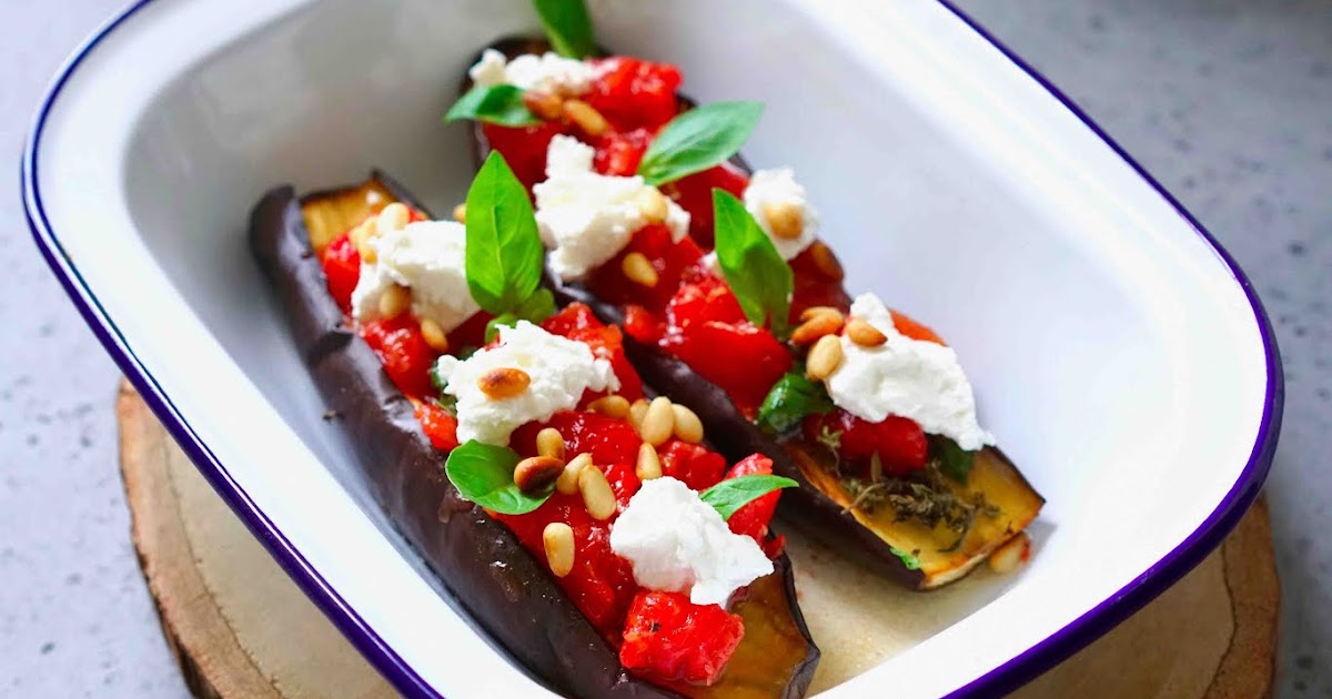 Aubergines froides aux tomates , basilic et ricotta / On dine chez Nanou