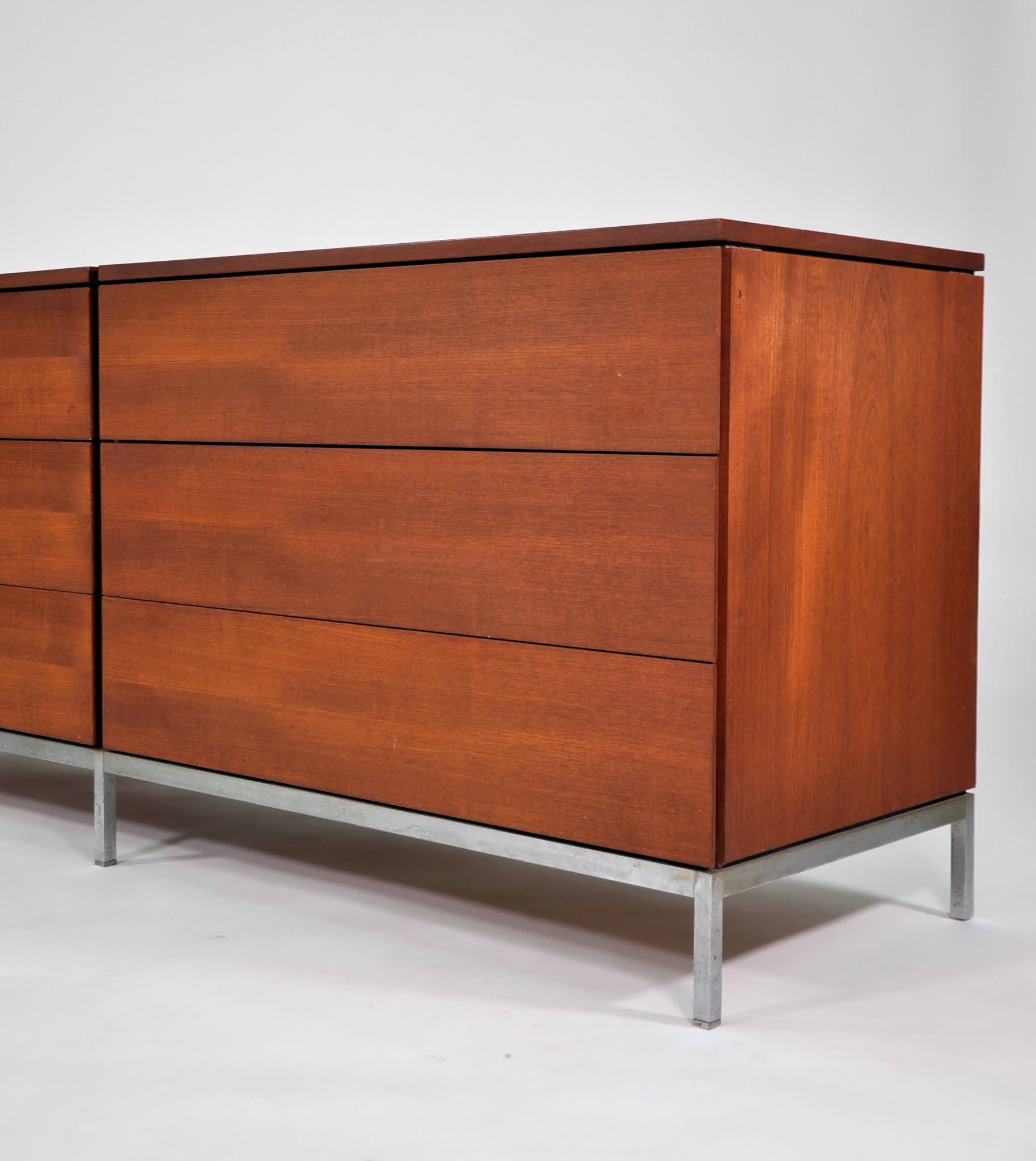 SELECT MODERN Florence Knoll for Knoll Associates Walnut and Chromed Steel Double Dresser