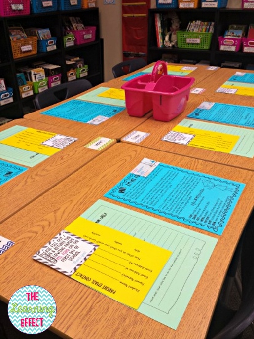 Back to school night forms Classroom desks