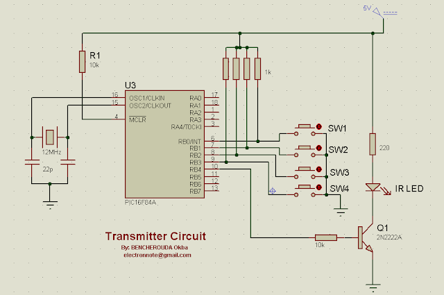 ir contol remoto utilizzando PIC16F84A codice microcontrollore mikroC