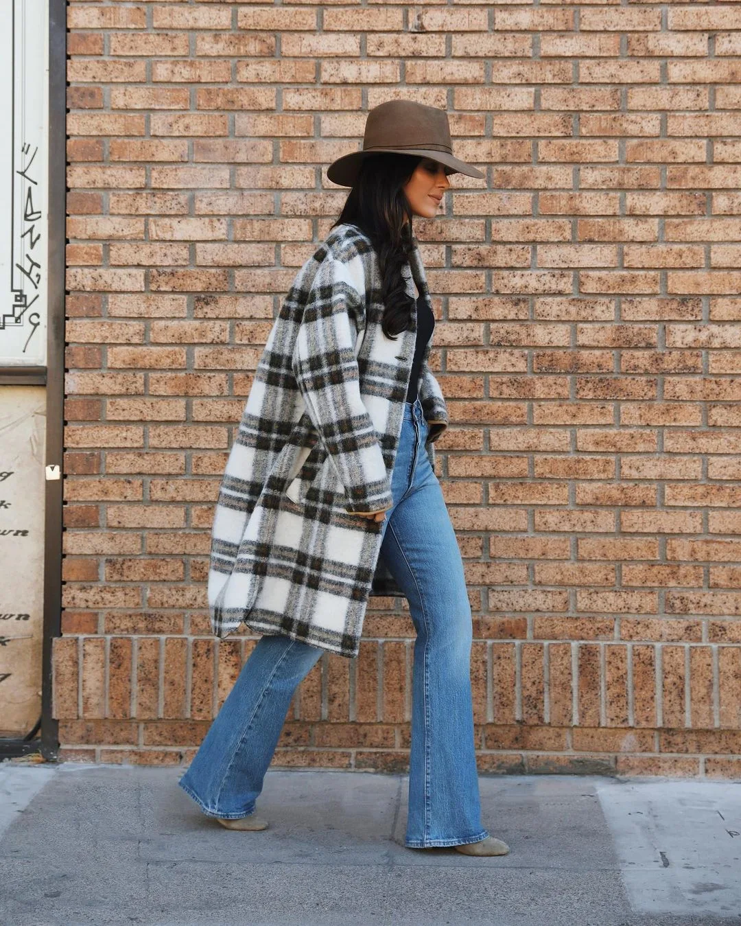 Denim plaid and hat