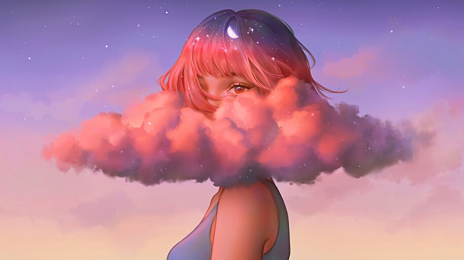 Girl Clouds Sky Scenery 4K 5200a Wallpaper