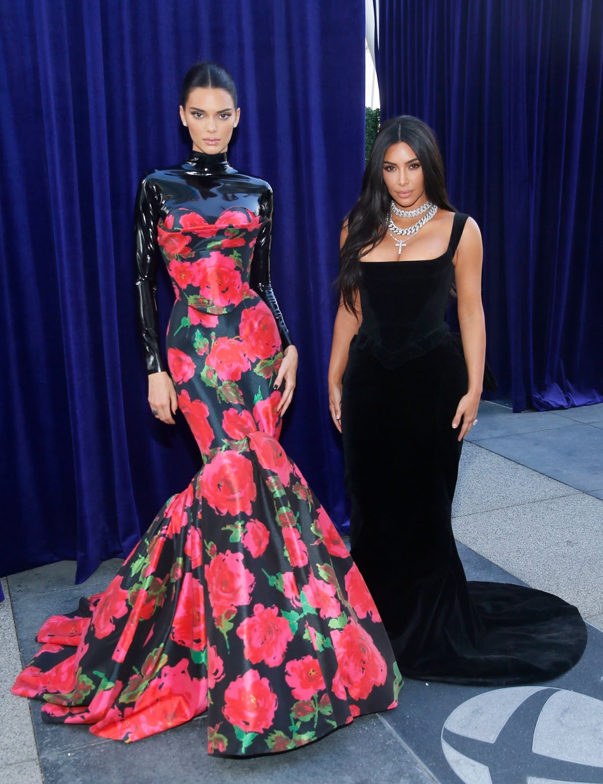 Kendall Jenner and Kim Kardashian at the 2019 Emmy Awards
