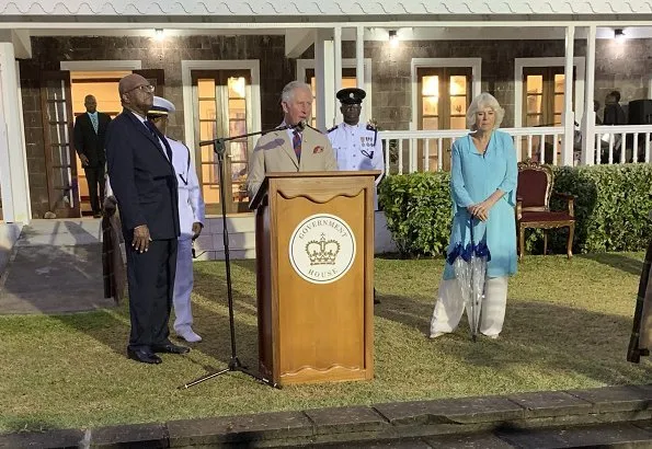 The Duke and The Duchess were greeted by Sir Tapley Seaton, Govenor-General, and Prime Minister Timothy Harris