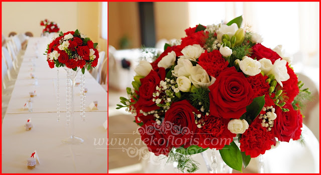 Czerwone dekoracje kwiatowe wesela Jemielnica opolskie
