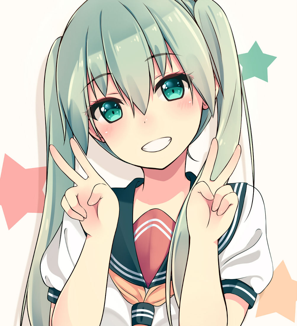 Anime girls doing the peace sign.