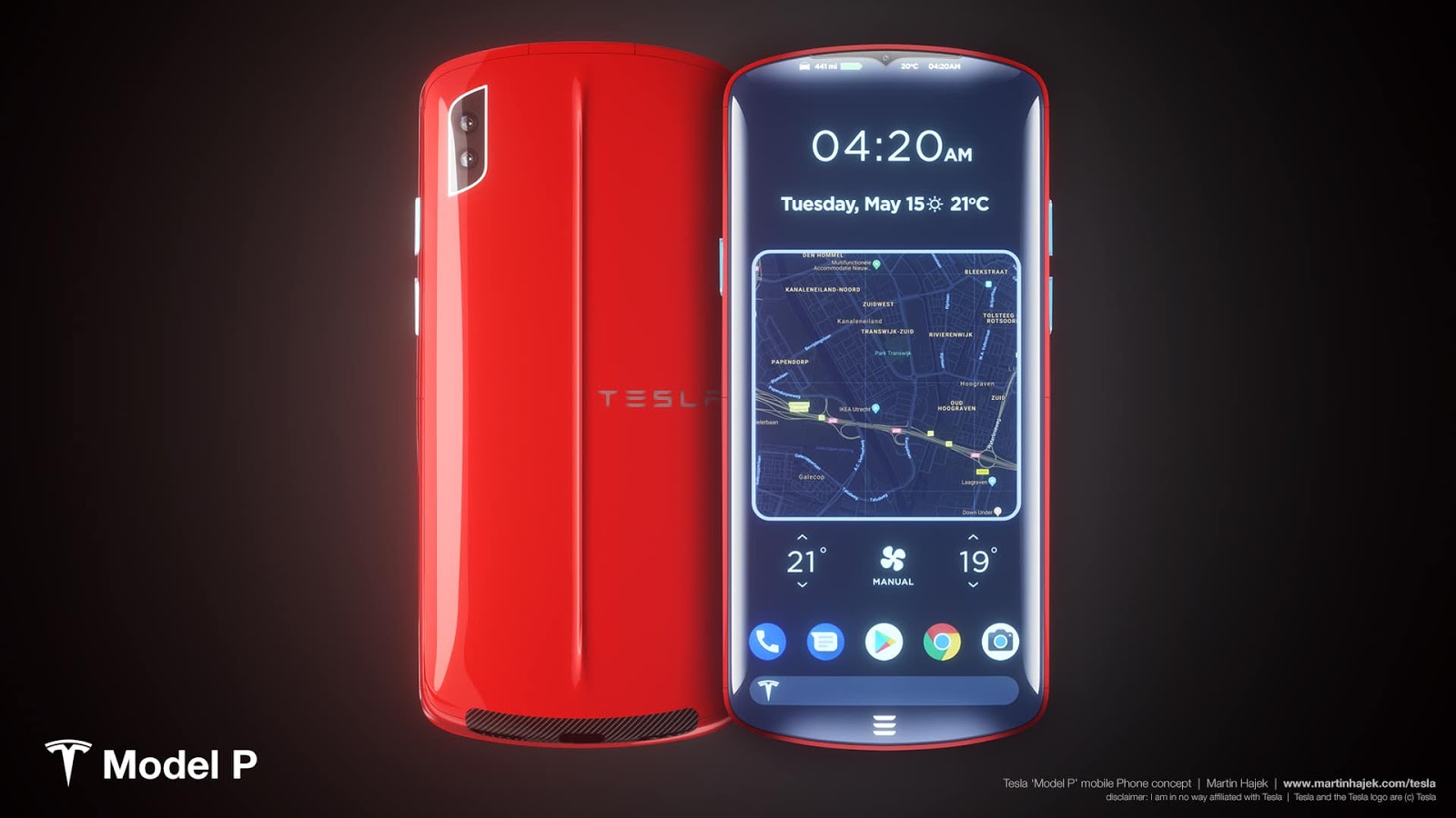 Tesla Model P Phone Concept Quatro rodas e um volante!