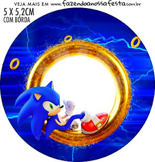 Fiesta de Sonic: Toppers o Etiquetas Circulares para Imprimir Gratis.