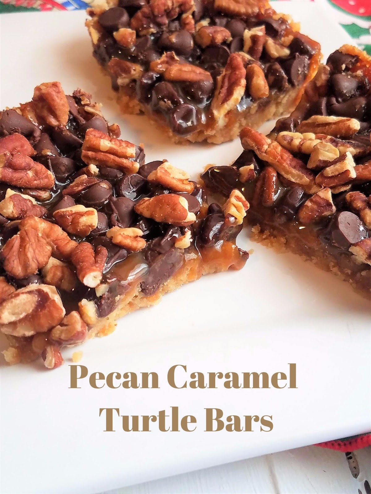 TIP GARDEN Pecan Caramel Turtle Bars ChristmasCookies