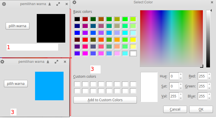 cara memilih warna pada GUI window Python menggunakan library PySide ...